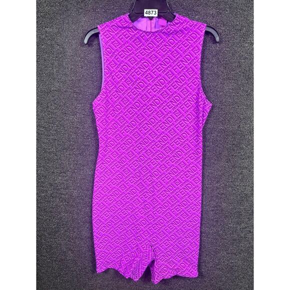 Fendi x Skims Romper Womens XL Purple Stretch FF Logo Embossed Monogram Zip Back - Picture 1 of 12